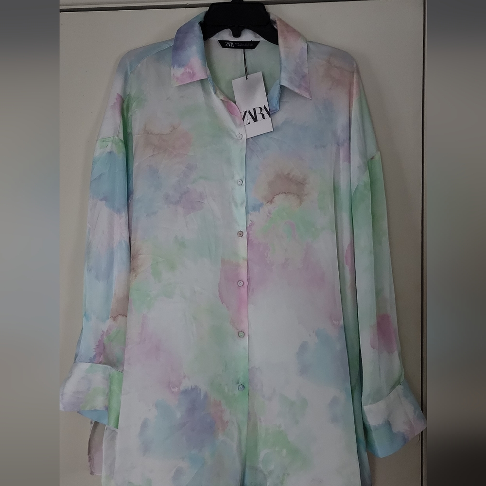 Silk multicolored tie dye shirt